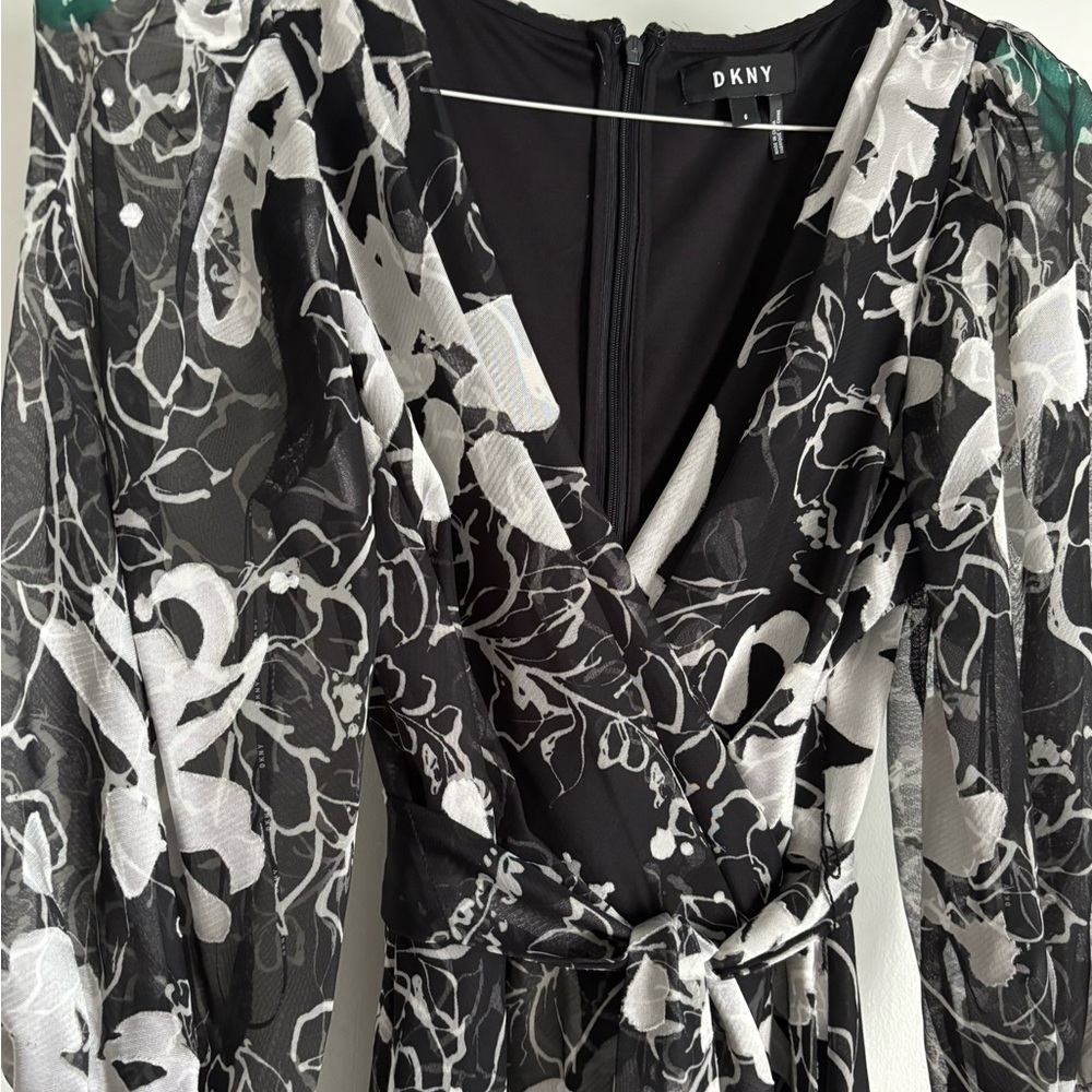 DKNY Faux Wrap Burnout Sophisticated Cocktail Dress